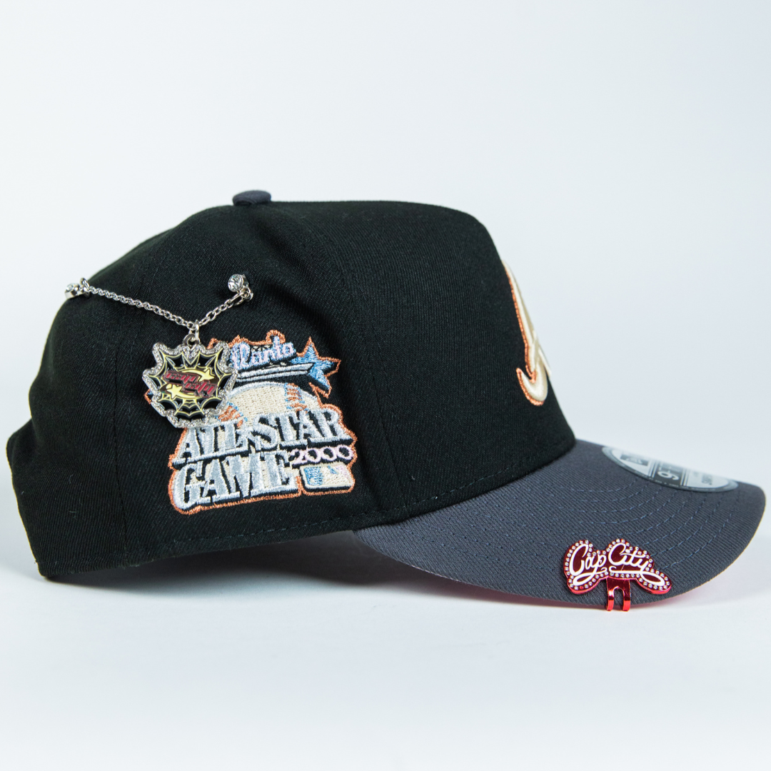 NEW ERA 9FIFTY A-FRAME BLACK/ GREY ATLANTA BRAVES SNAPBACK W/ 2000 ALL STAR GAME SIDE PATCH