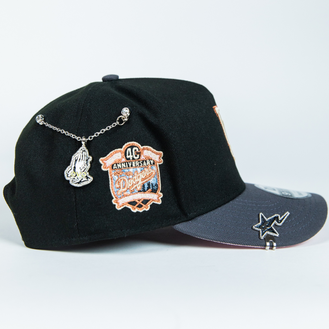 NEW ERA 9FIFTY A-FRAME BLACK/ GREY LOS ANGELES DODGERS SNAPBACK W/ 40TH ANNIVERSARY SIDE PATCH