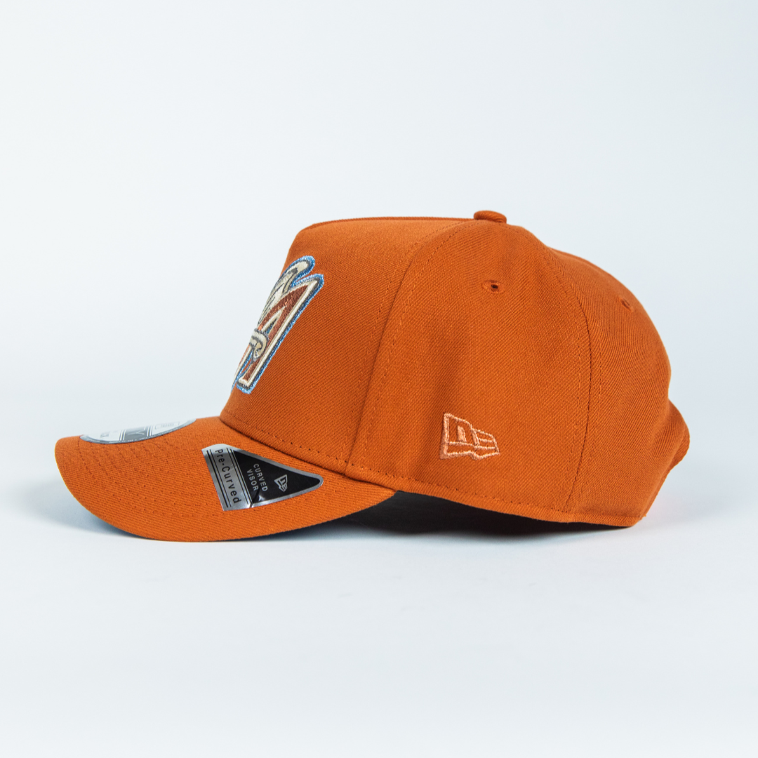 NEW ERA 9FIFTY A-FRAME RUST ANAHEIM ANGELS SNAPBACK W/ 40TH ANNIVERSARY SIDE PATCH