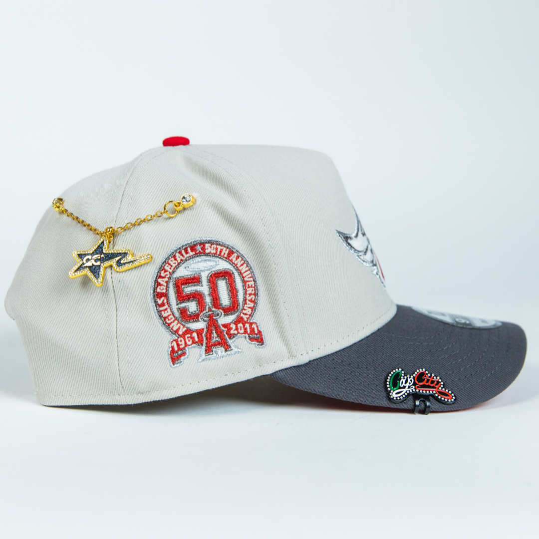 NEW ERA 9FIFTY A-FRAME SMOKE GREY ANAHEIM ANGELS SNAPBACK W/ 50TH ANNIVERSARY SIDE PATCH