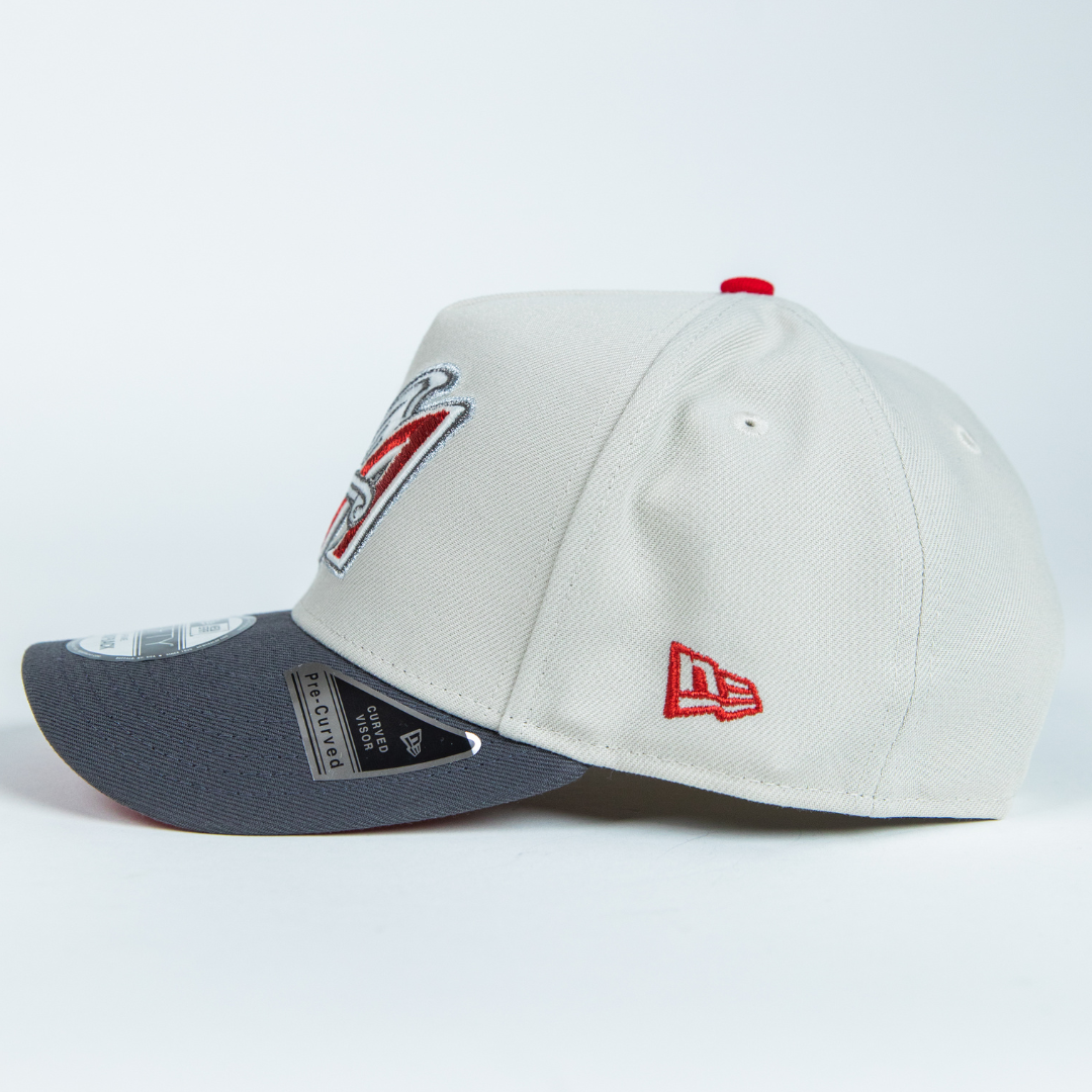 NEW ERA 9FIFTY A-FRAME SMOKE GREY ANAHEIM ANGELS SNAPBACK W/ 50TH ANNIVERSARY SIDE PATCH