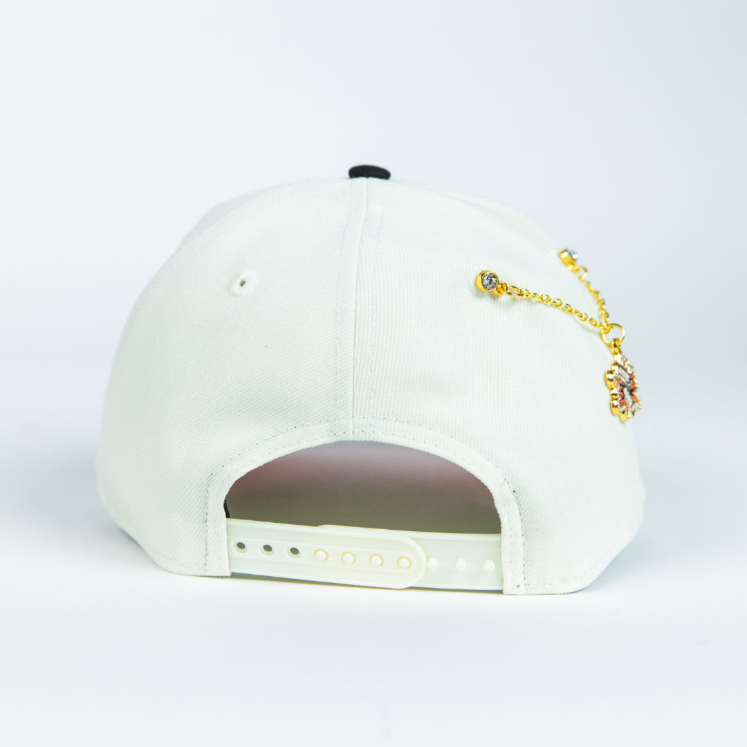 NEW ERA 9FIFTY A-FRAME CHROME/ BLACK ATLANTA BRAVES SNAPBACK W/ ATLANTA FULTON SIDE PATCH