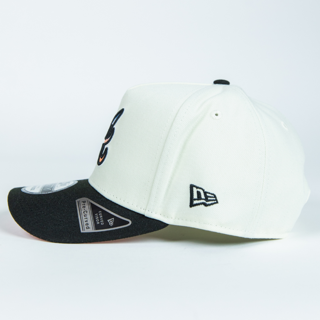 NEW ERA 9FIFTY A-FRAME CHROME/ BLACK ATLANTA BRAVES SNAPBACK W/ ATLANTA FULTON SIDE PATCH