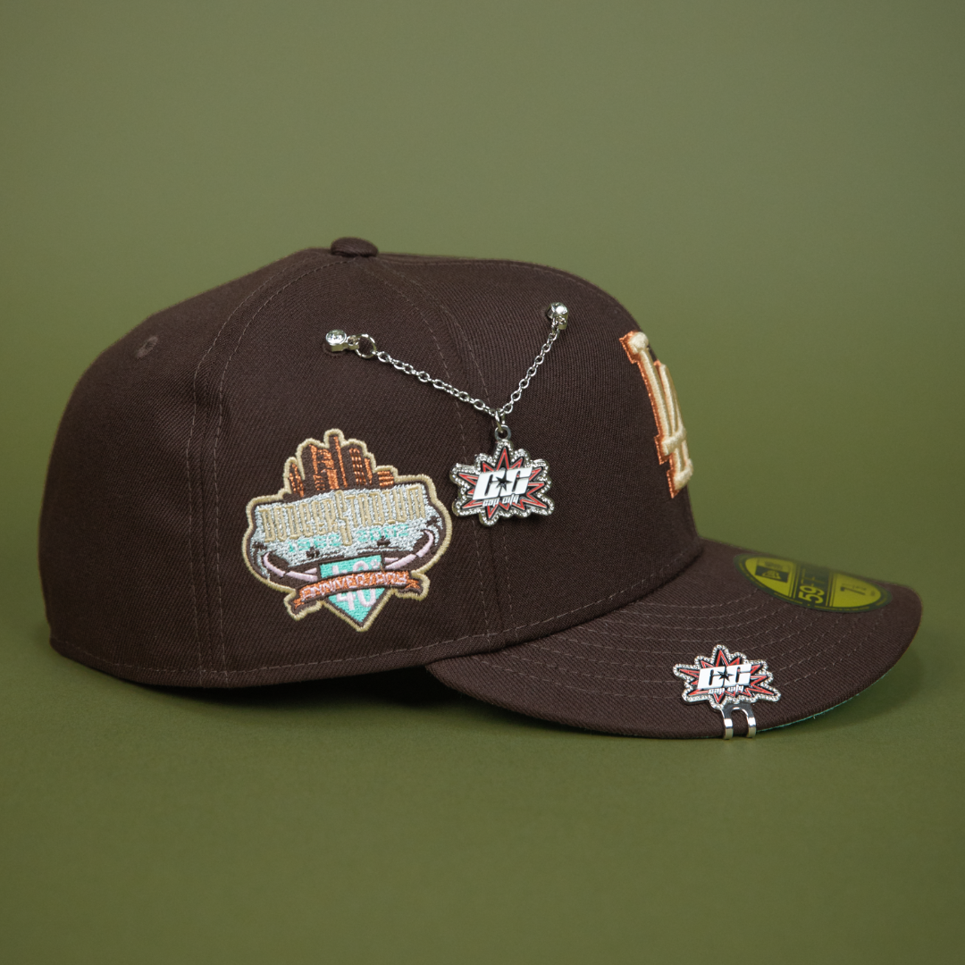 NEW ERA EXCLUSIVE 59FIFTY DARK BROWN LOS ANGELES DODGERS W/ 40TH ANNIVERSARY SIDE PATCH