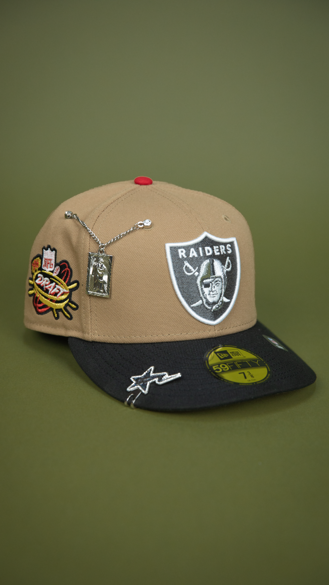 NEW ERA EXCLUSIVE 59FIFTY CAMEL BROWN LAS VEGAS RAIDERS W/ DRAFT SIDE PATCH