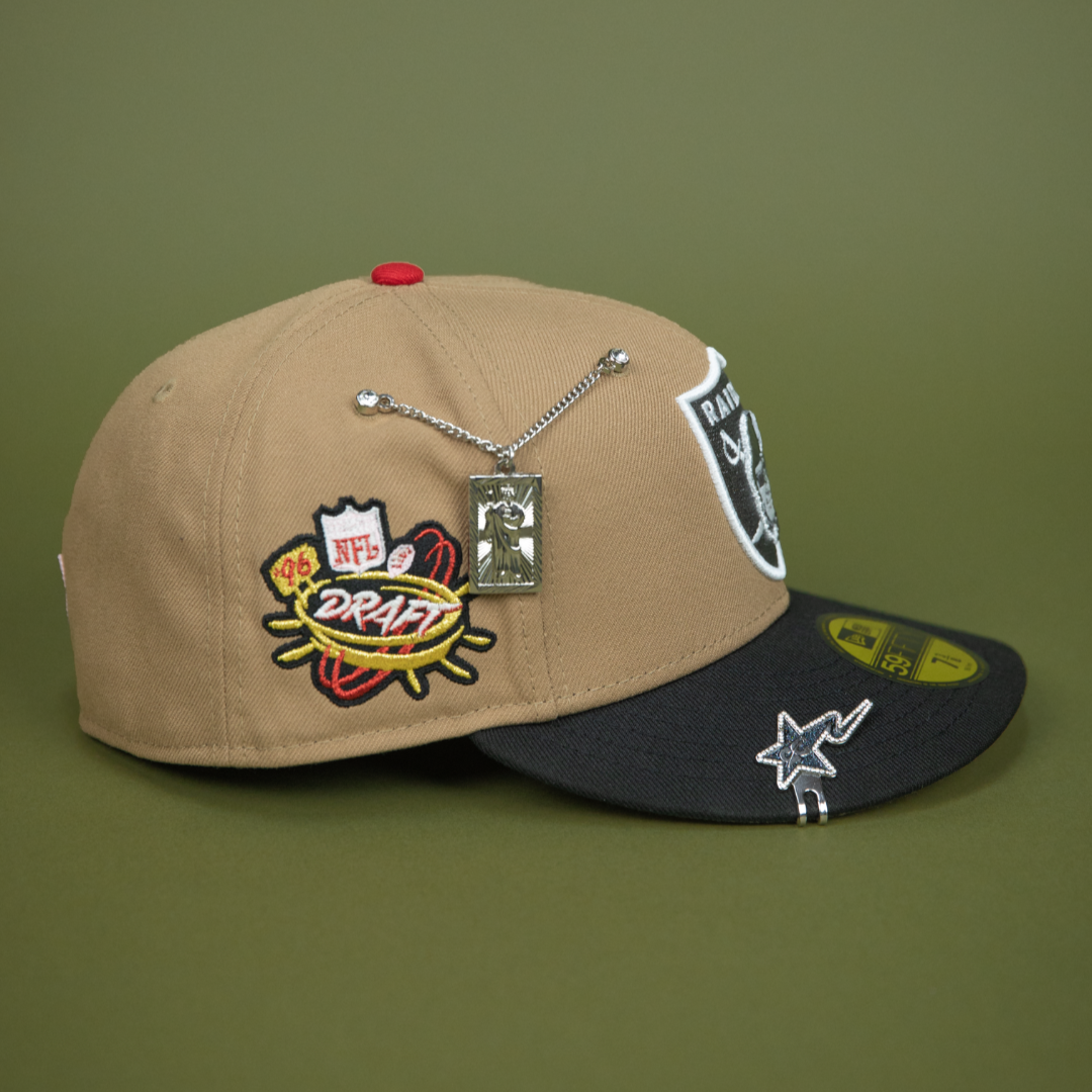 NEW ERA EXCLUSIVE 59FIFTY CAMEL BROWN LAS VEGAS RAIDERS W/ DRAFT SIDE PATCH