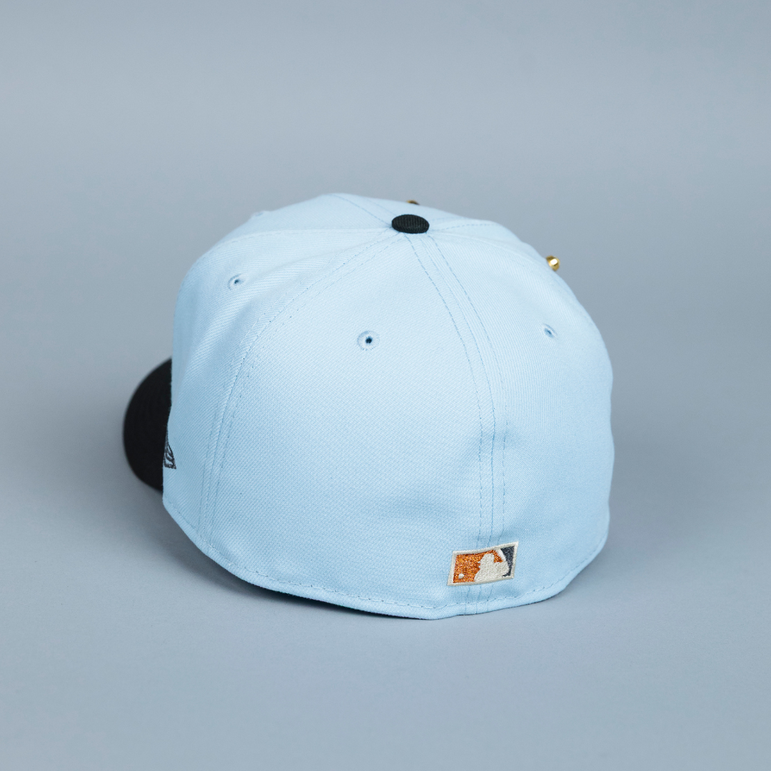 NEW ERA EXCLUSIVE 59FIFTY SKY BLUE/ BLACK HOUSTON ASTROS W/ 35TH ANNIVERSARY SIDE PATCH