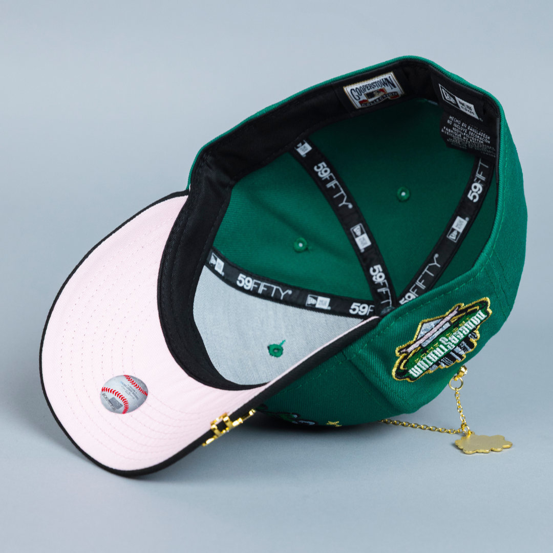 NEW ERA EXCLUSIVE 59FIFTY EMERALD GREEN/ BLACK LOS ANGELES DODGERS GALAXY SCRIPT W/ 40TH ANNIVERSARY SIDE PATCH