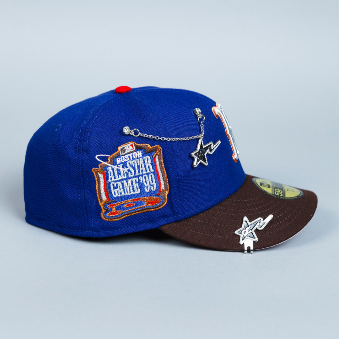 NEW ERA EXCLUSIVE 59FIFTY DARK BLUE/ BROWN BOSTON RED SOX W/ 1999 ALL STAR GAME SIDE PATCH