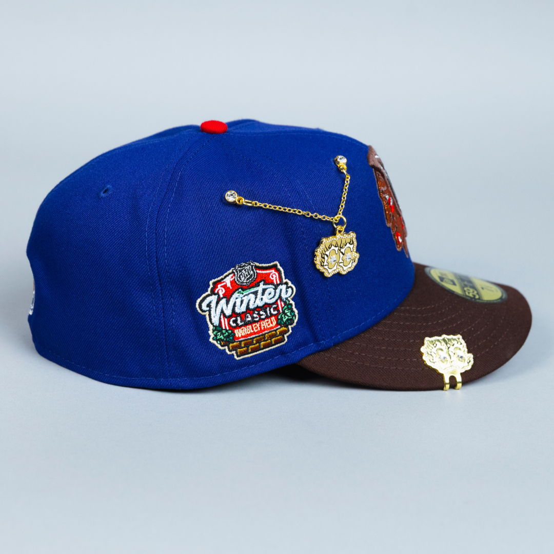 NEW ERA EXCLUSIVE 59FIFTY DARK BLUE/ BROWN CHICAGO BLACKHAWKS W/ WINTER CLASSIC SIDE PATCH