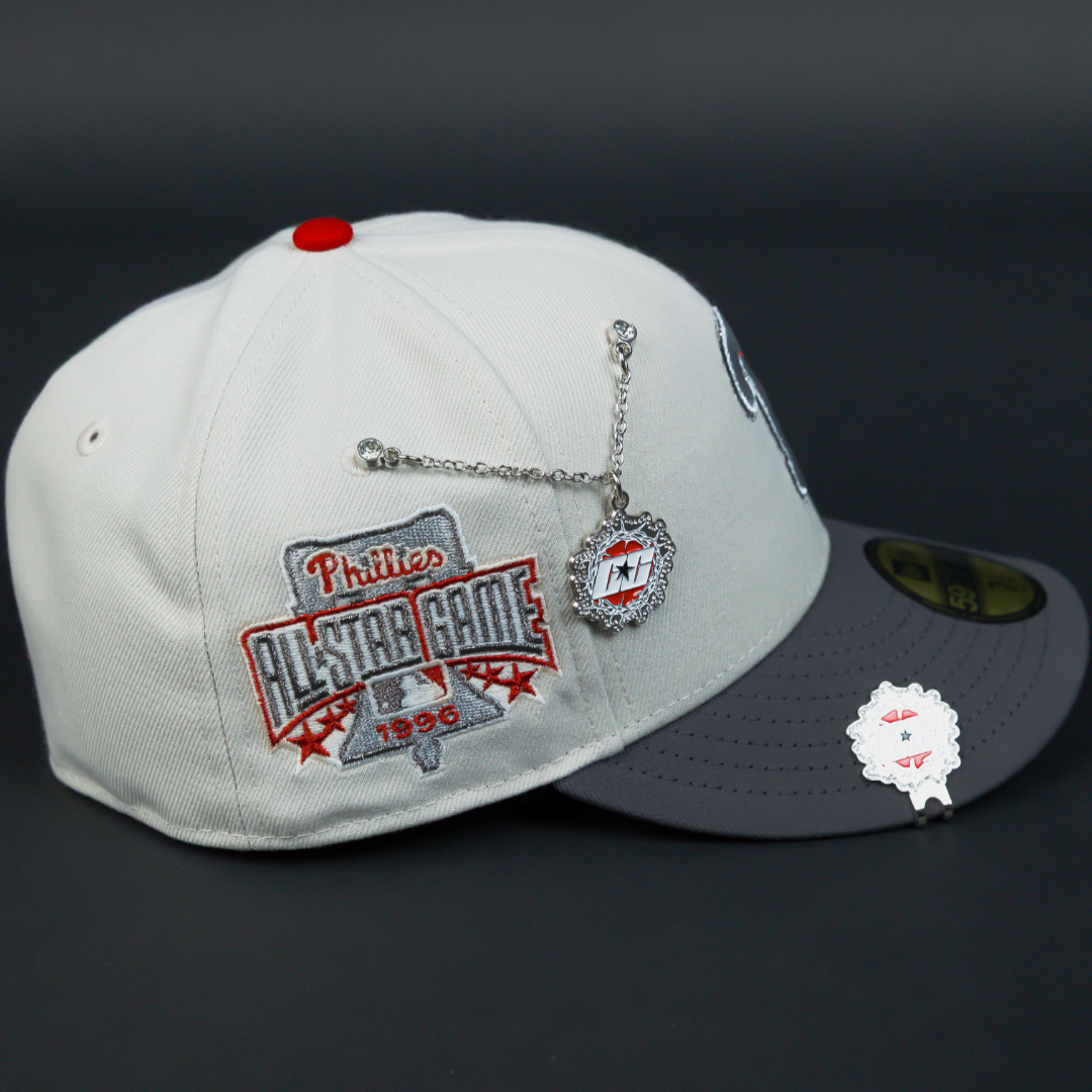NEW ERA EXCLUSIVE 59FIFTY SMOKE GREY PHILADELPHIA PHILLIES W/ 1996 ALL STAR GAME SIDE PATCH
