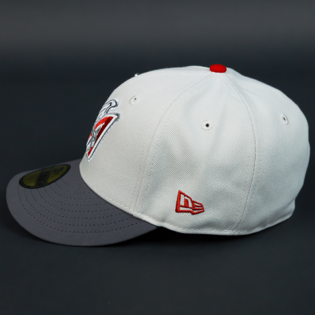 NEW ERA EXCLUSIVE 59FIFTY SMOKE GREY ANAHEIM ANGELS W/ 50TH ANNIVERSARY SIDE PATCH
