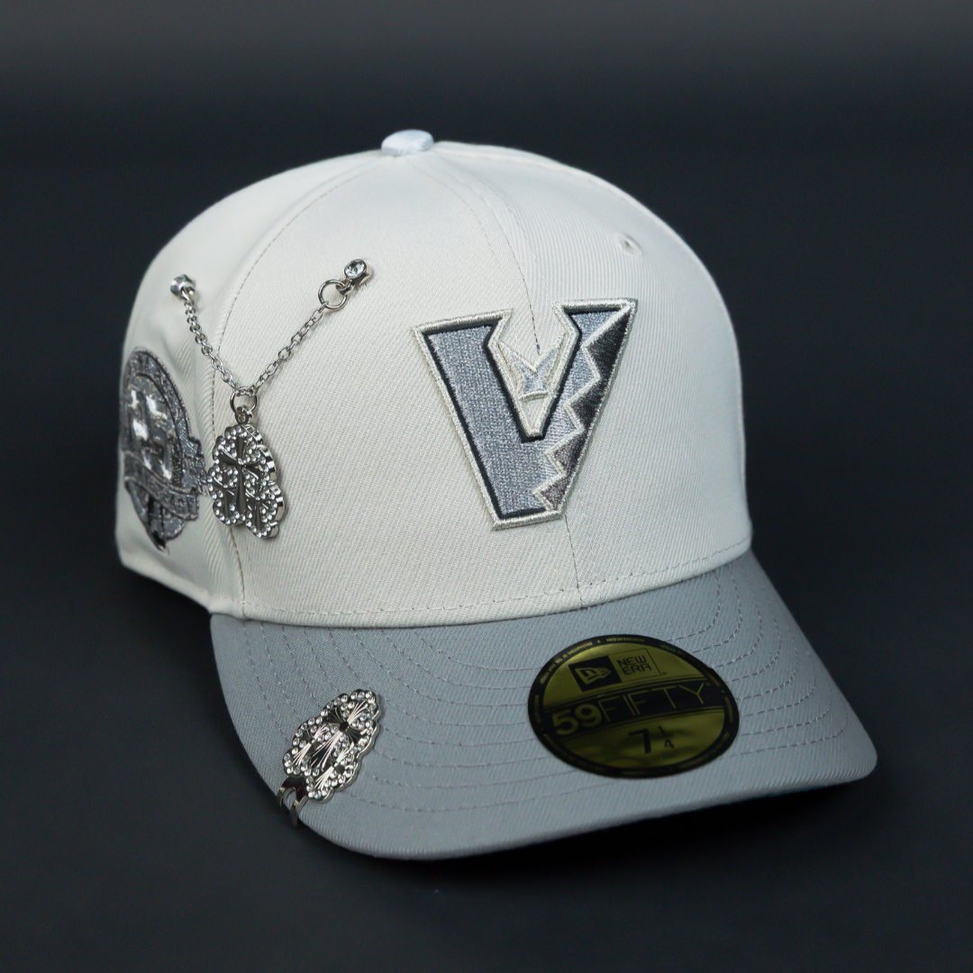 NEW ERA EXCLUSIVE 59FIFTY SMOKE GREY UPSIDE DOWN ARIZONA DIAMONDBACKS W/ 25TH ANNIVERSARY SIDE PATCH