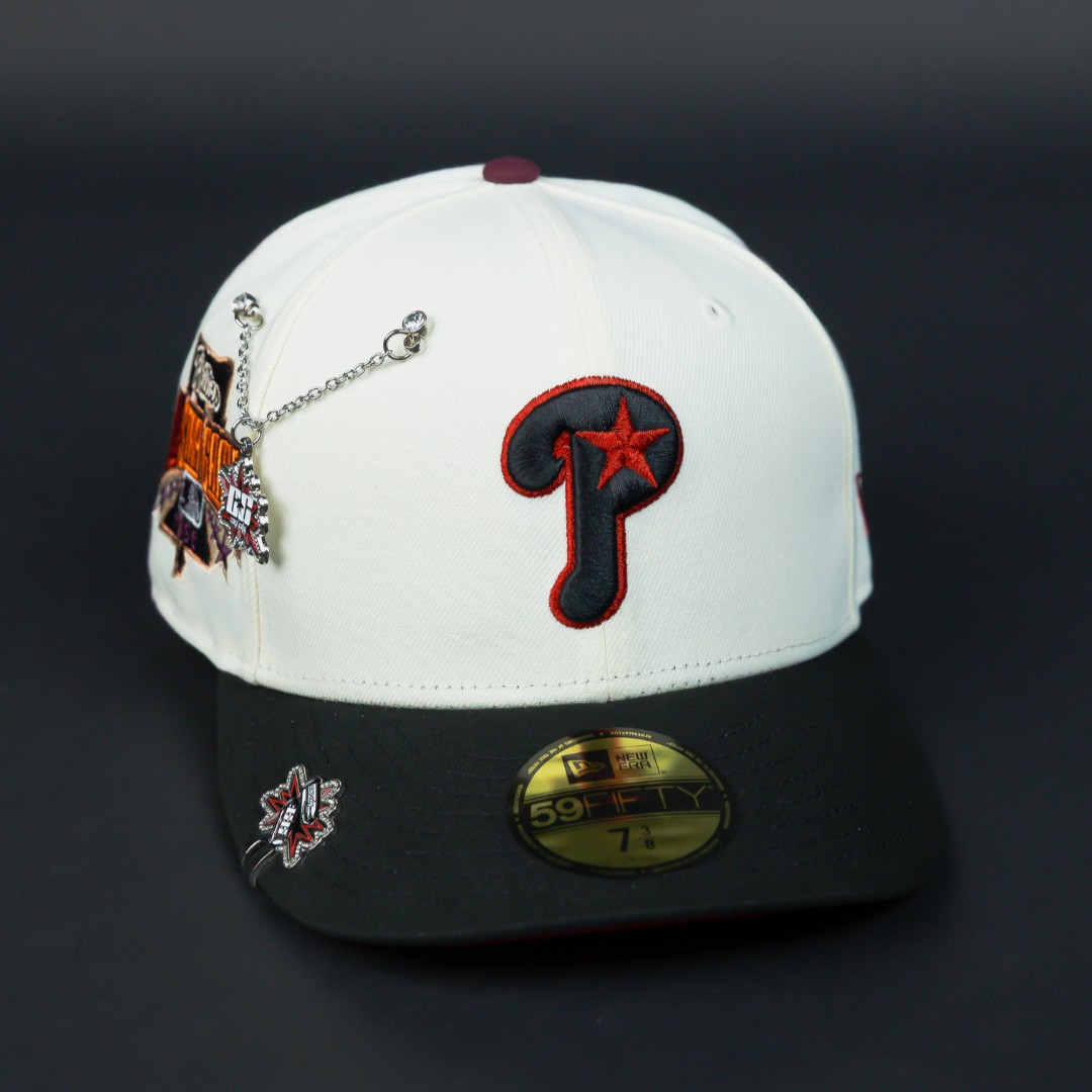 NEW ERA EXCLUSIVE 59FIFTY CHROME/ BLACK PHILADELPHIA PHILLIES W/ 1996 ALL STAR GAME SIDE PATCH