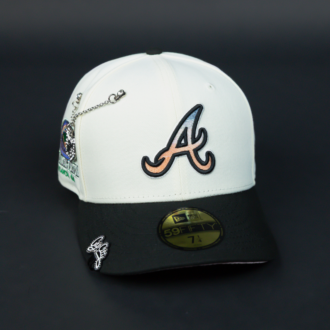NEW ERA EXCLUSIVE 59FIFTY CHROME/ BLACK ATLANTA BRAVES W/ ATLANTA-FULTON SIDE PATCH