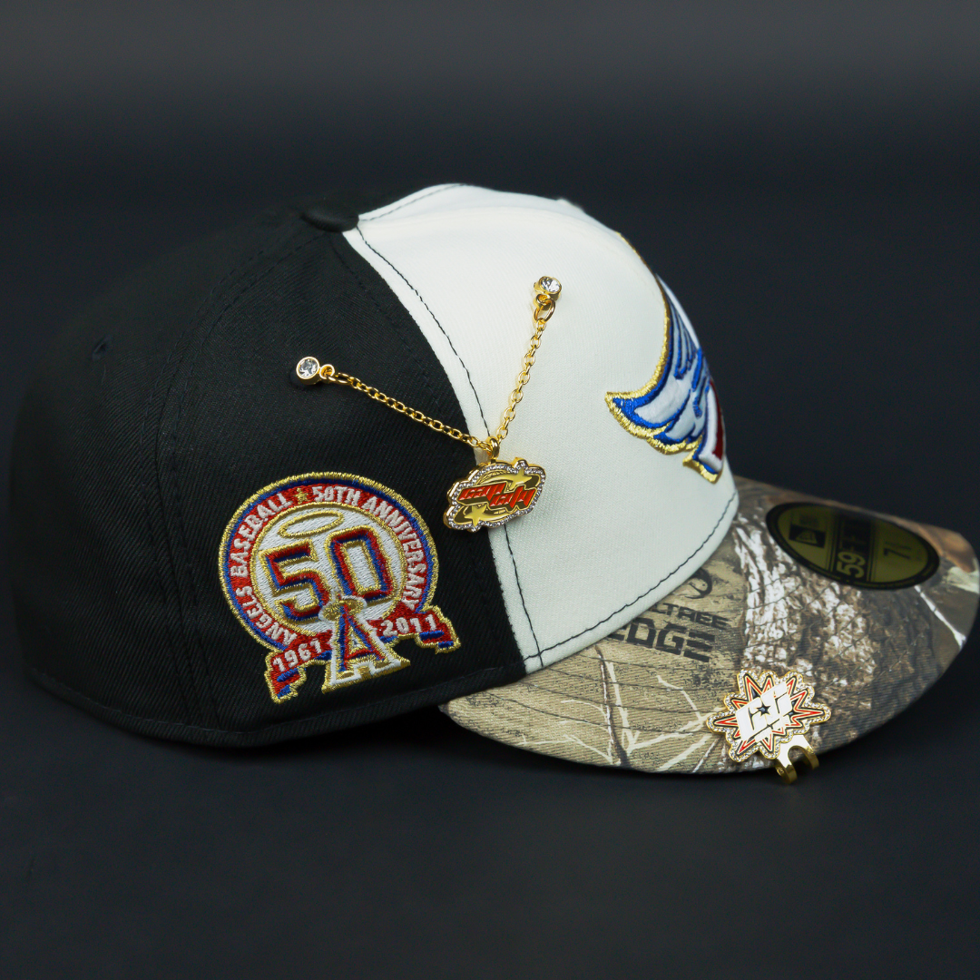NEW ERA EXCLUSIVE 59FIFTY CHROME/ REALTREE ANAHEIM ANGELS W/ 50TH ANNIVERSARY SIDE PATCH
