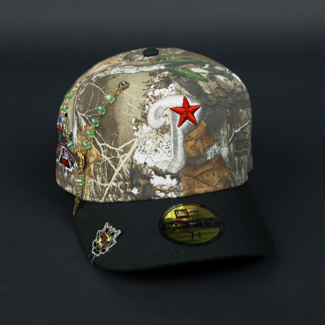 NEW ERA EXCLUSIVE 59FIFTY REALTREE/ BLACK PHILADELPHIA PHILLIES W/ 1996 ALL STAR GAME SIDE PATCH