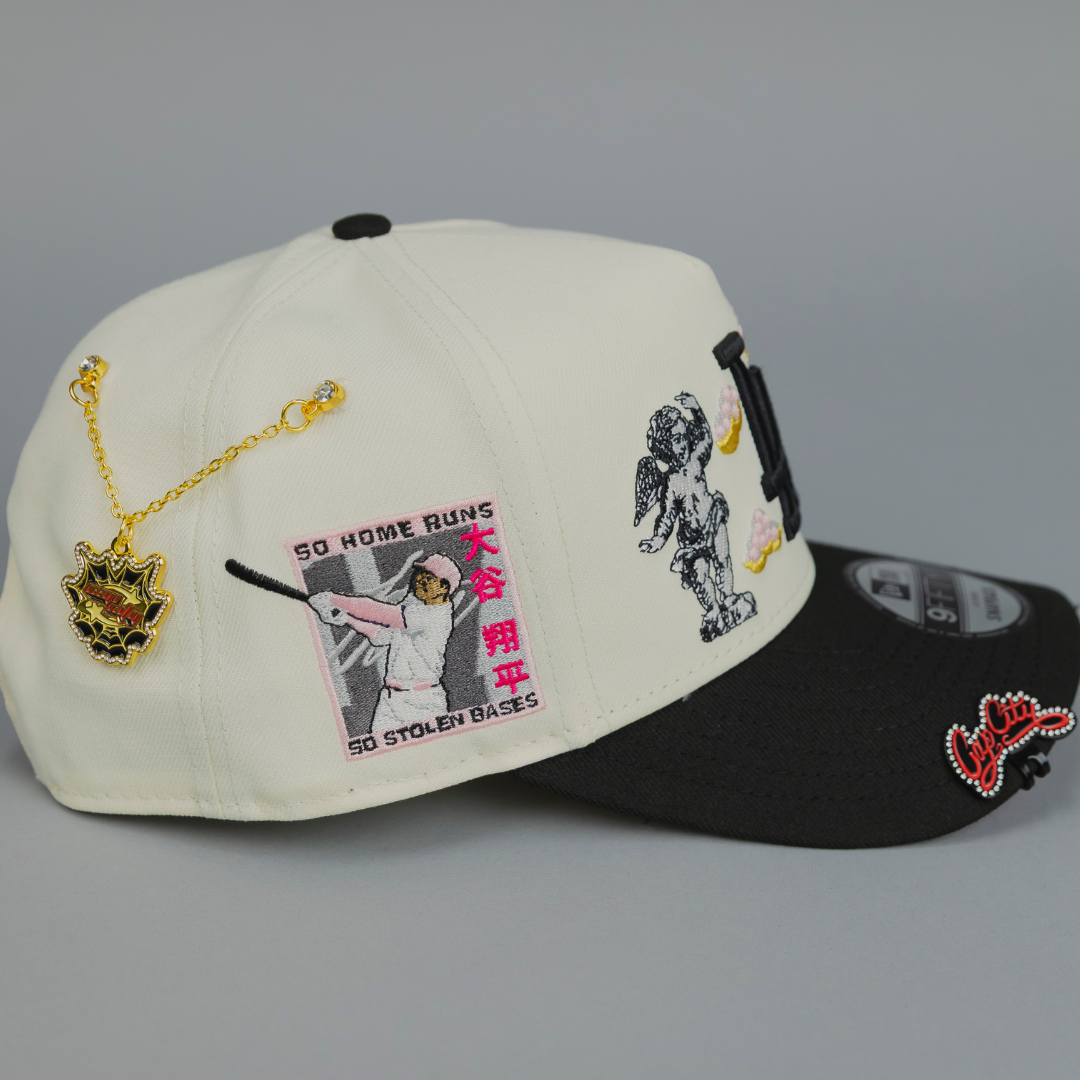 NEW ERA EXCLUSIVE 9FIFTY A-FRAME CHROME/ BLACK LOS ANGELES DODGERS "HEAVENLY CITY" W/ SHOHEI OHTANI 50-50 CLUB SIDE PATCH *FREE BLIP INCLUDED