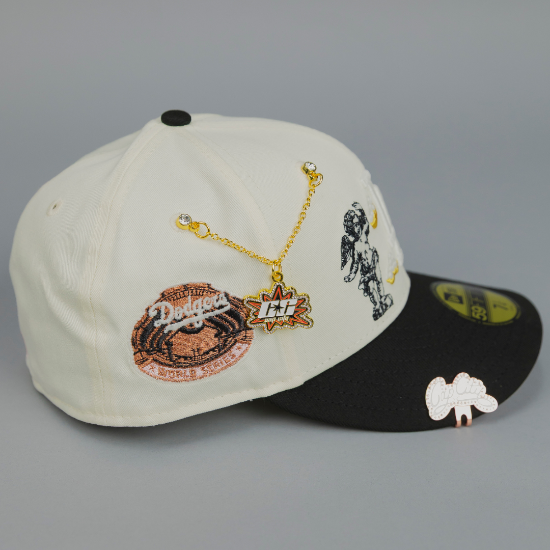 NEW ERA EXCLUSIVE 59FIFTY CHROME/ BLACK LOS ANGELES DODGERS "HEAVENLY CITY" W/ WORLD SERIES SIDE PATCH *FREE BLIP INCLUDED