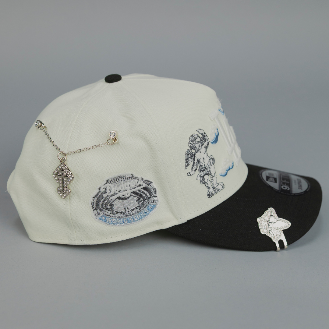 NEW ERA EXCLUSIVE 9FIFTY A-FRAME CHROME/ BLACK LOS ANGELES DODGERS "HEAVENLY CITY" W/ WORLD SERIES SIDE PATCH *FREE BLIP INCLUDED