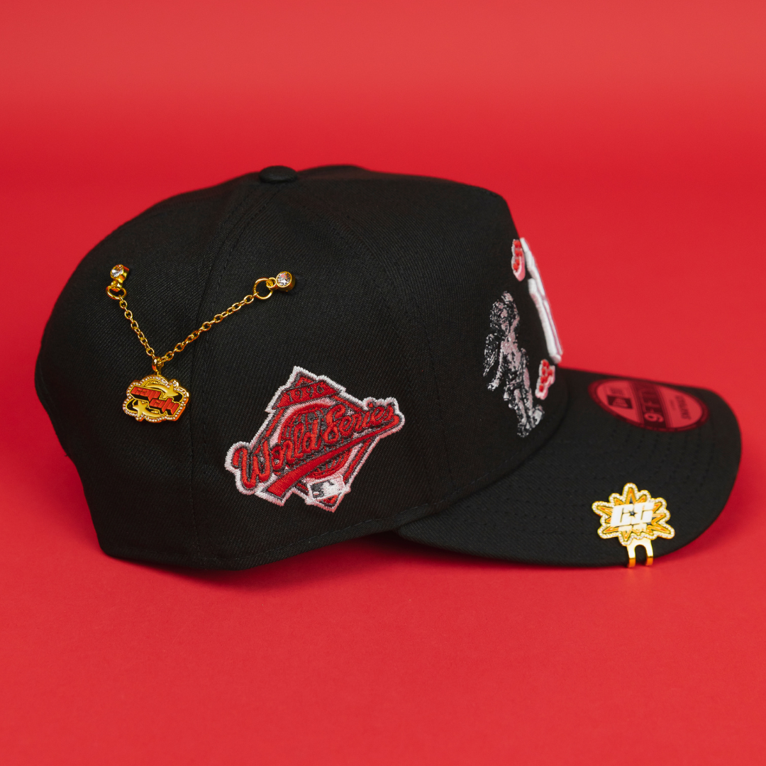 NEW ERA EXCLUSIVE 9FIFTY A-FRAME BLACK NEW YORK YANKEES "HEAVENLY CITY" W/ 1996 WORLD SERIES SIDE PATCH *FREE BLIP INCLUDED