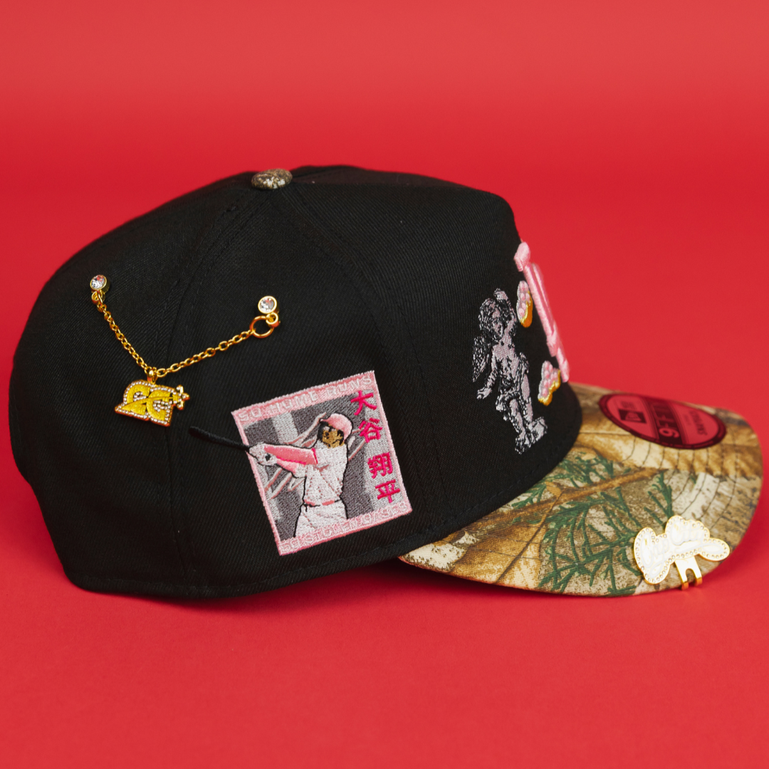 NEW ERA EXCLUSIVE 9FIFTY A-FRAME BLACK/ REALTREE LOS ANGELES DODGERS "HEAVENLY CITY" W/ SHOHEI OHTANI 50-50 CLUB SIDE PATCH *FREE BLIP INCLUDED