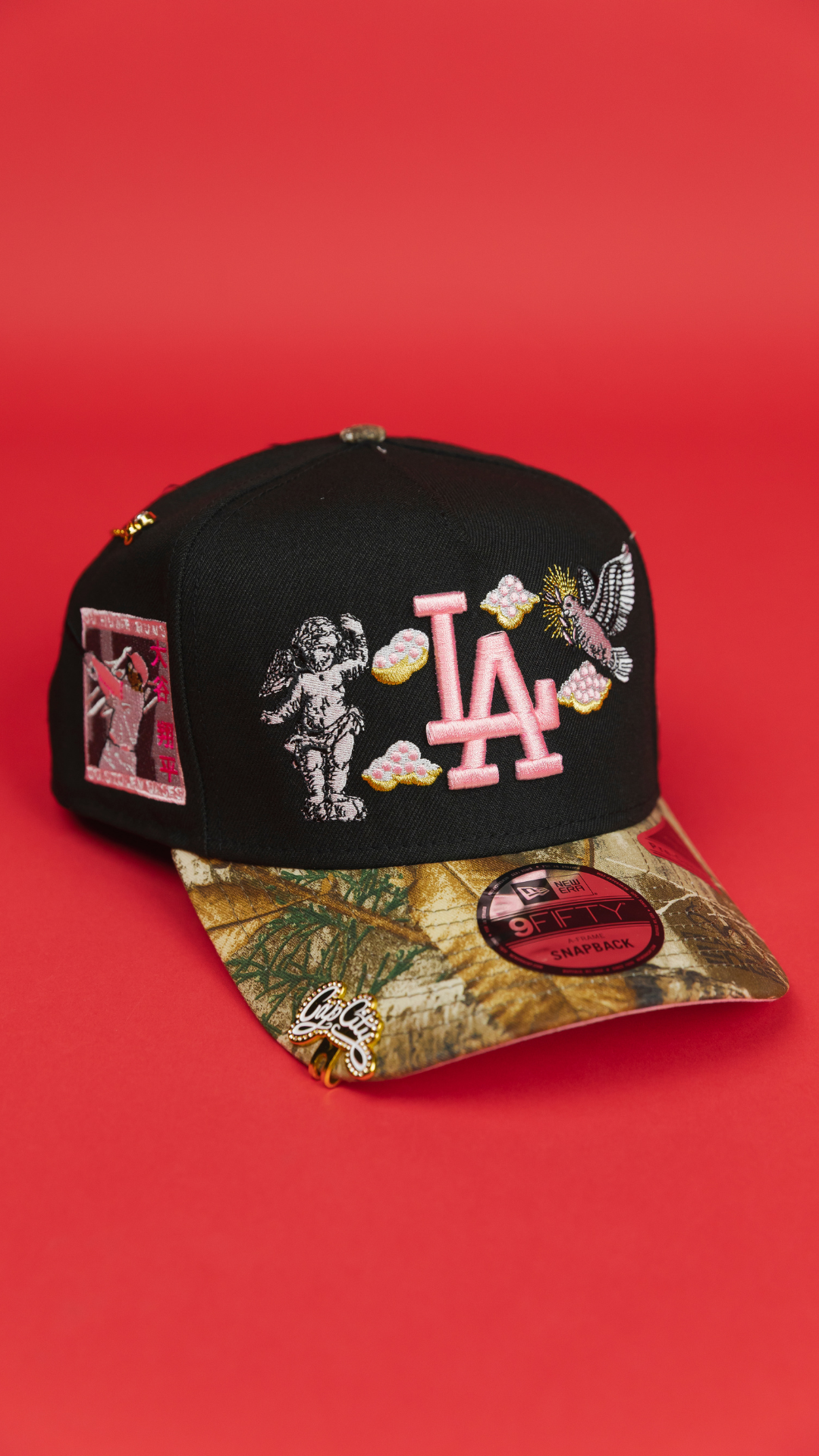 NEW ERA EXCLUSIVE 9FIFTY A-FRAME BLACK/ REALTREE LOS ANGELES DODGERS "HEAVENLY CITY" W/ SHOHEI OHTANI 50-50 CLUB SIDE PATCH *FREE BLIP INCLUDED