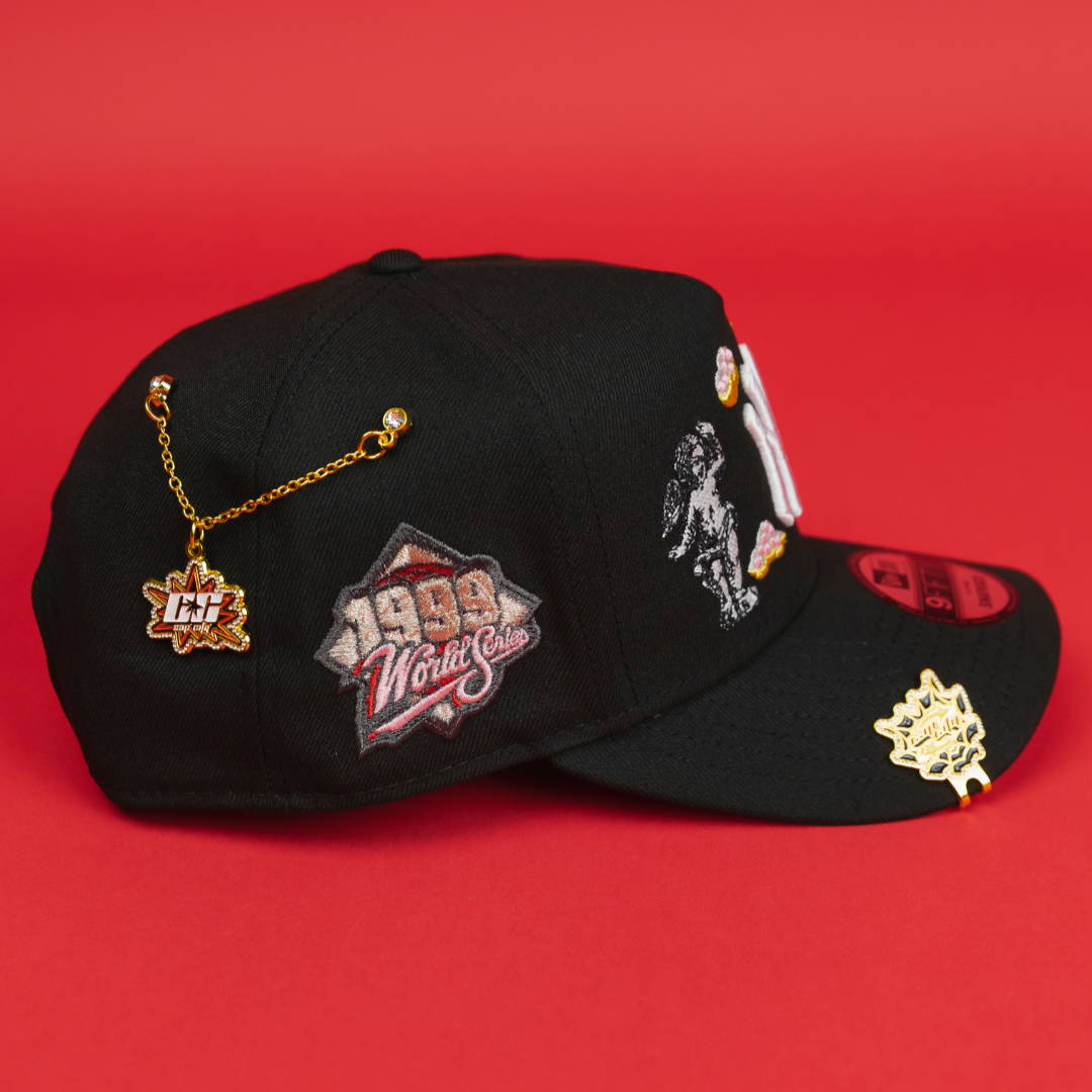 NEW ERA EXCLUSIVE 9FIFTY A-FRAME BLACK NEW YORK YANKEES "HEAVENLY CITY" W/ 1999 WORLD SERIES SIDE PATCH *FREE BLIP INCLUDED