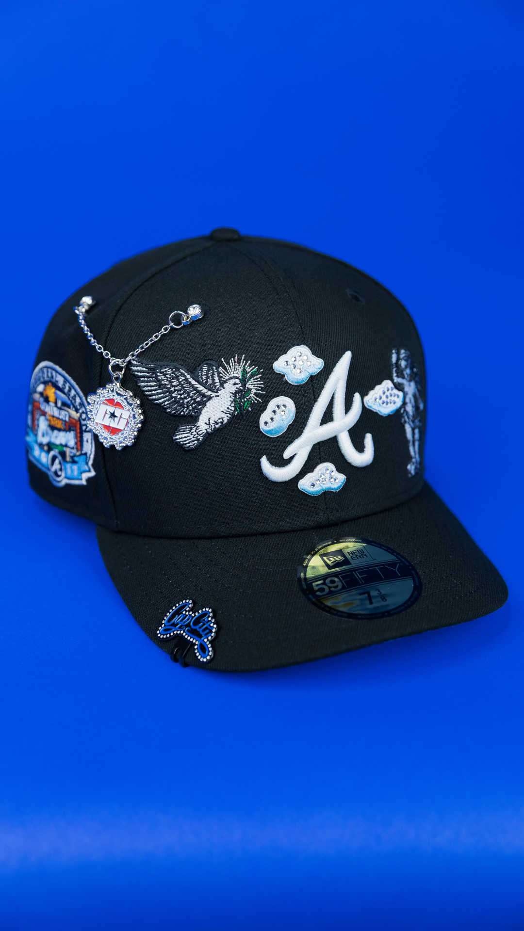 NEW ERA EXCLUSIVE 59FIFTY BLACK ATLANTA BRAVES "HEAVENLY CITY" W/ 2017 INAUGURAL SEASON SIDE PATCH *FREE BLIP INCLUDED