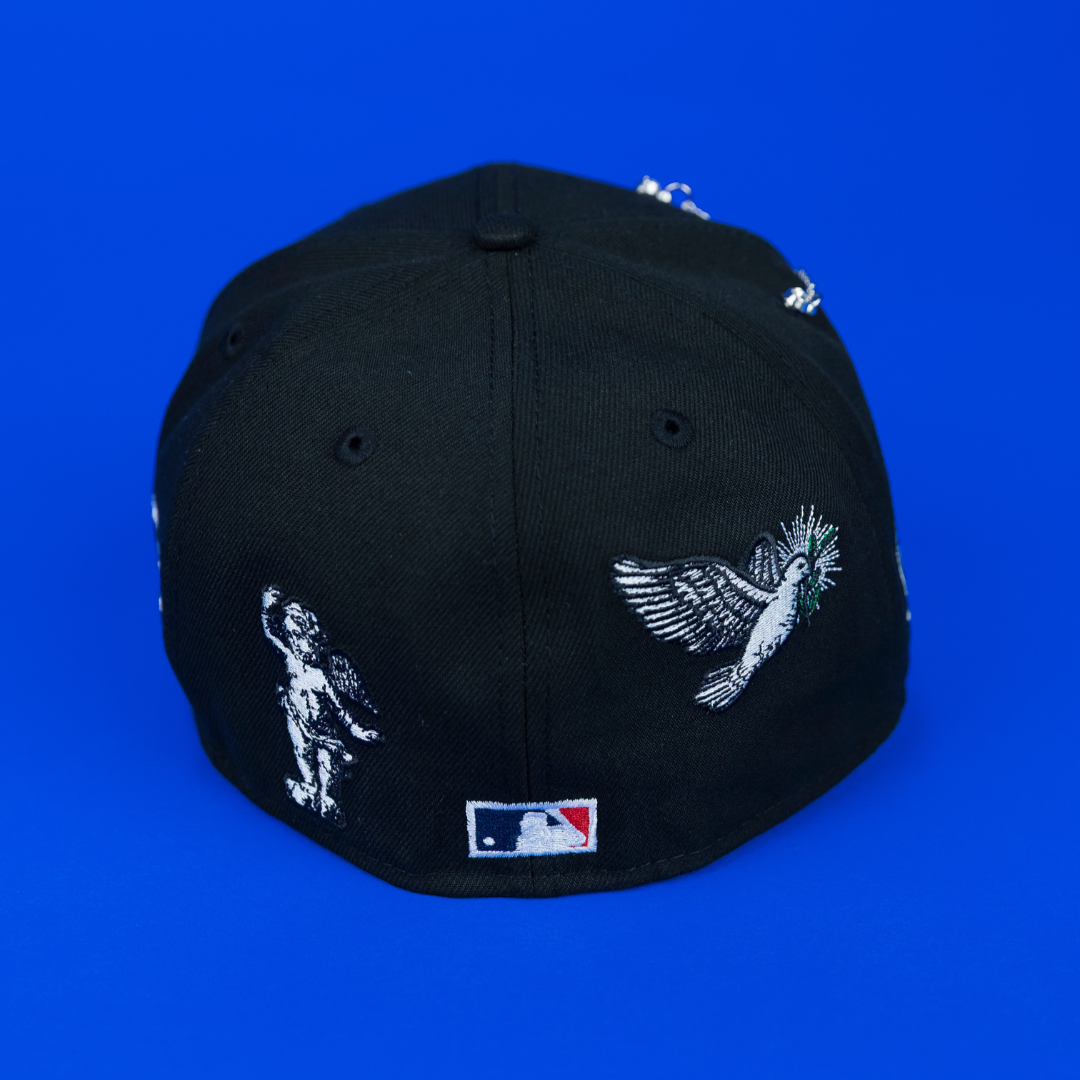 NEW ERA EXCLUSIVE 59FIFTY BLACK ATLANTA BRAVES "HEAVENLY CITY" W/ 2017 INAUGURAL SEASON SIDE PATCH *FREE BLIP INCLUDED