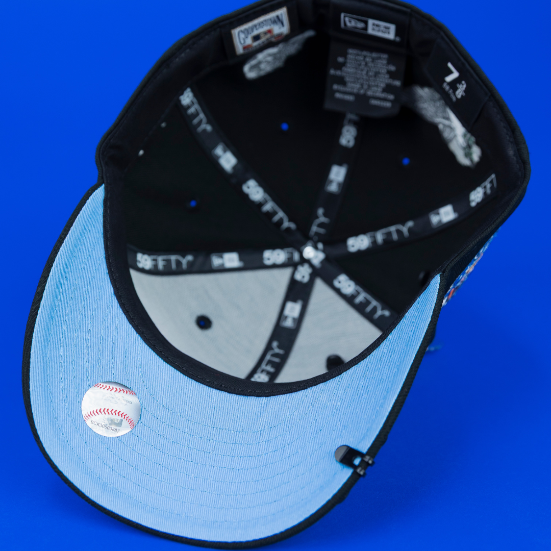 NEW ERA EXCLUSIVE 59FIFTY BLACK ATLANTA BRAVES "HEAVENLY CITY" W/ 2017 INAUGURAL SEASON SIDE PATCH *FREE BLIP INCLUDED