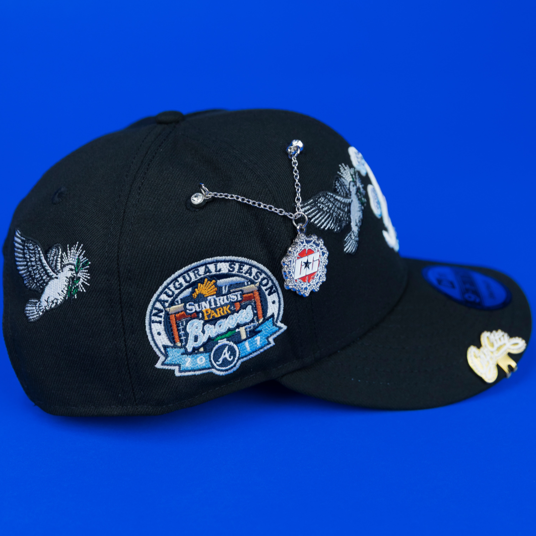 NEW ERA EXCLUSIVE 9FIFTY BLACK ATLANTA BRAVES "HEAVENLY CITY" SNAPBACK W/ 2017 INAUGURAL SESON SIDE PATCH *FREE BLIP INCLUDED