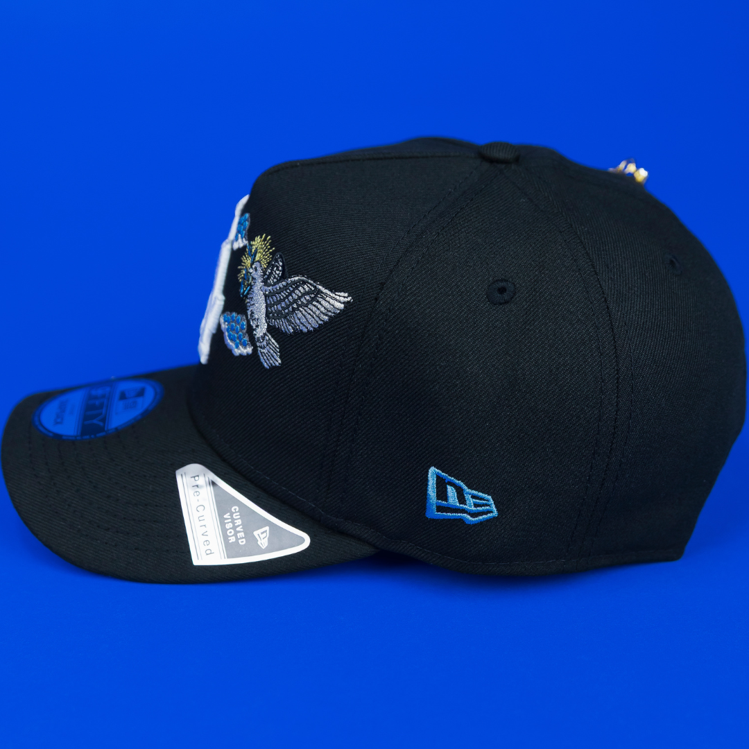 NEW ERA EXCLUSIVE 9FIFTY A-FRAME BLACK LOS ANGELES DODGERS "HEAVENLY CITY" W/ WORLD SERIES CHAMPIONS SIDE PATCH *FREE BLIP INCLUDED