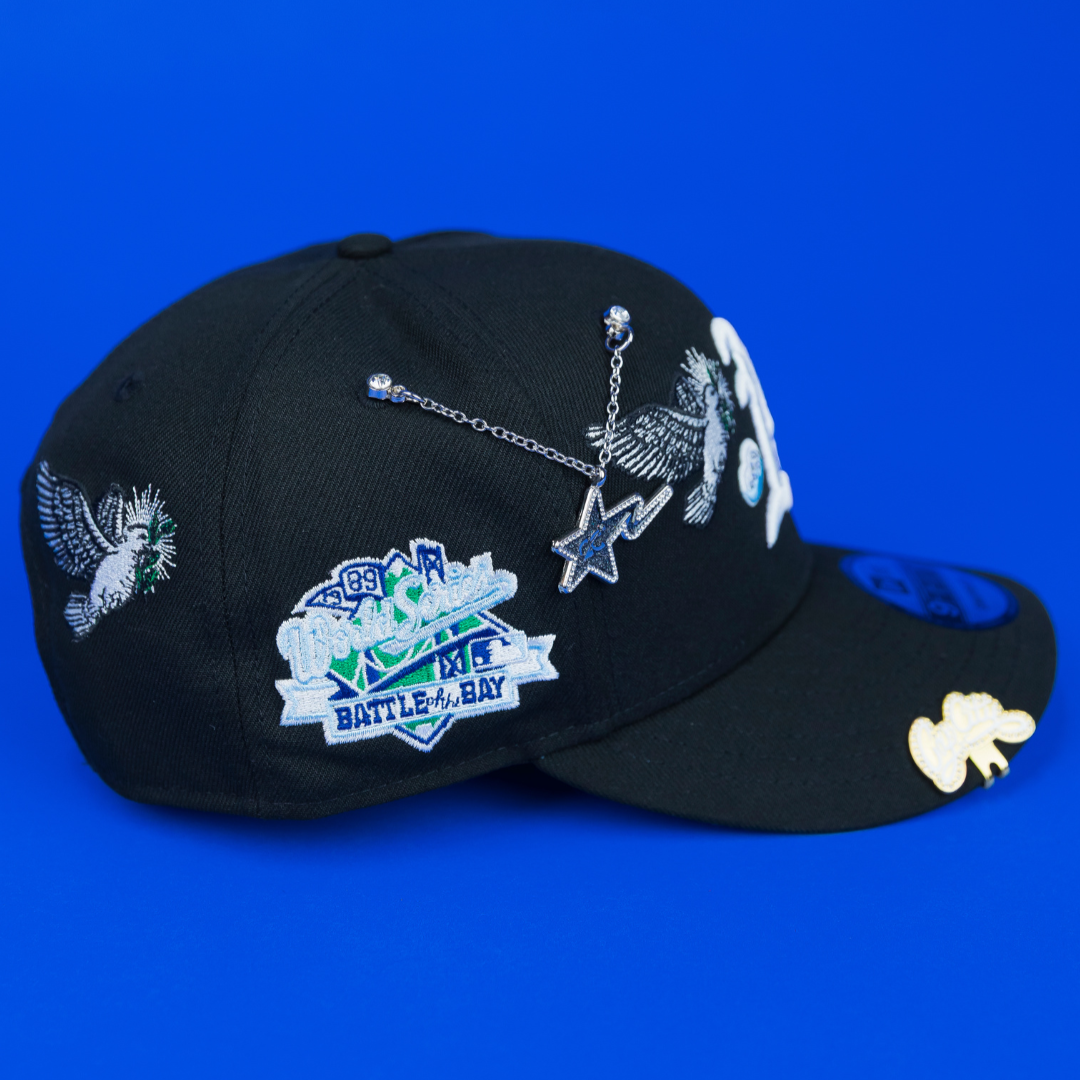 NEW ERA EXCLUSIVE  9FIFTY BLACK OAKLAND ATHLETICS "HEAVENLY CITY" SNAPBACK W/ BATTLE OF THE BAY SIDE PATCH *FREE BLIP INCLUDED