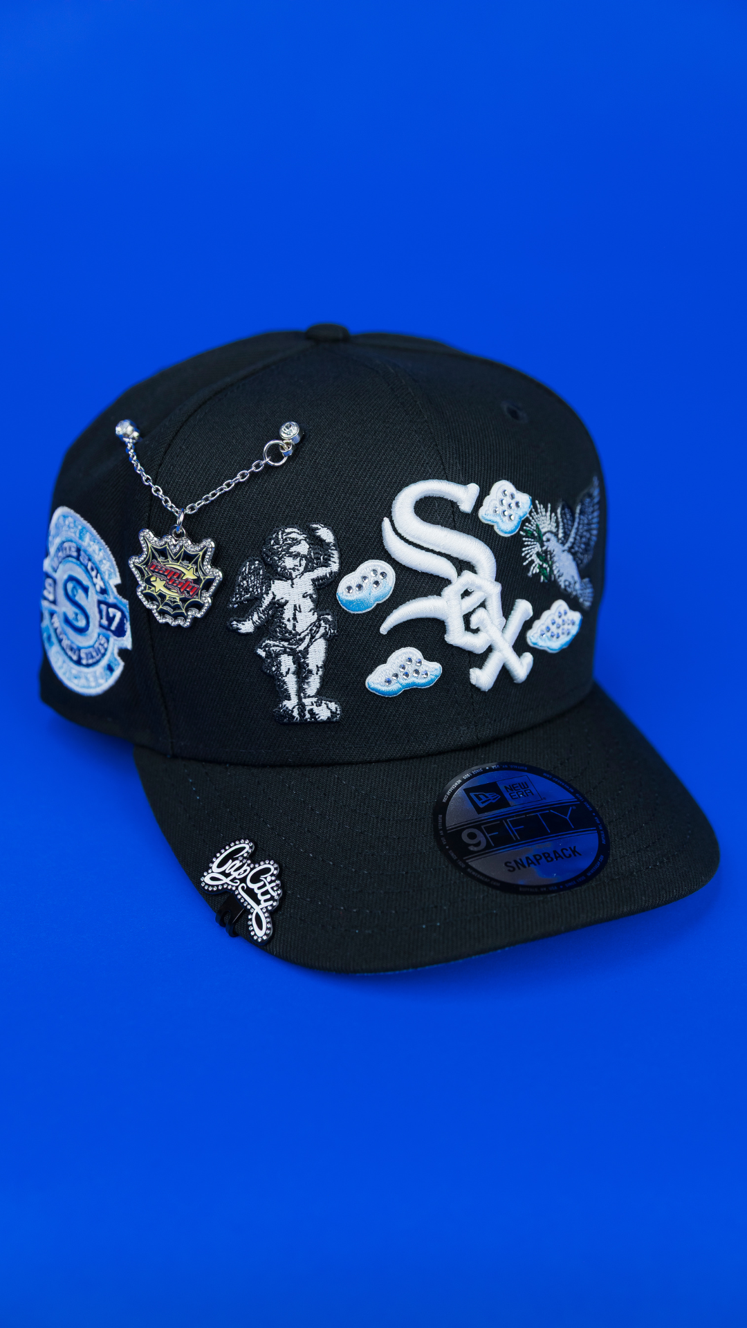 NEW ERA EXCLUSIVE  9FIFTY BLACK CHICAGO WHITE SOX "HEAVENLY CITY" SNAPBACK W/ 1917 WORLD SERIES SIDE PATCH *FREE BLIP INCLUDED