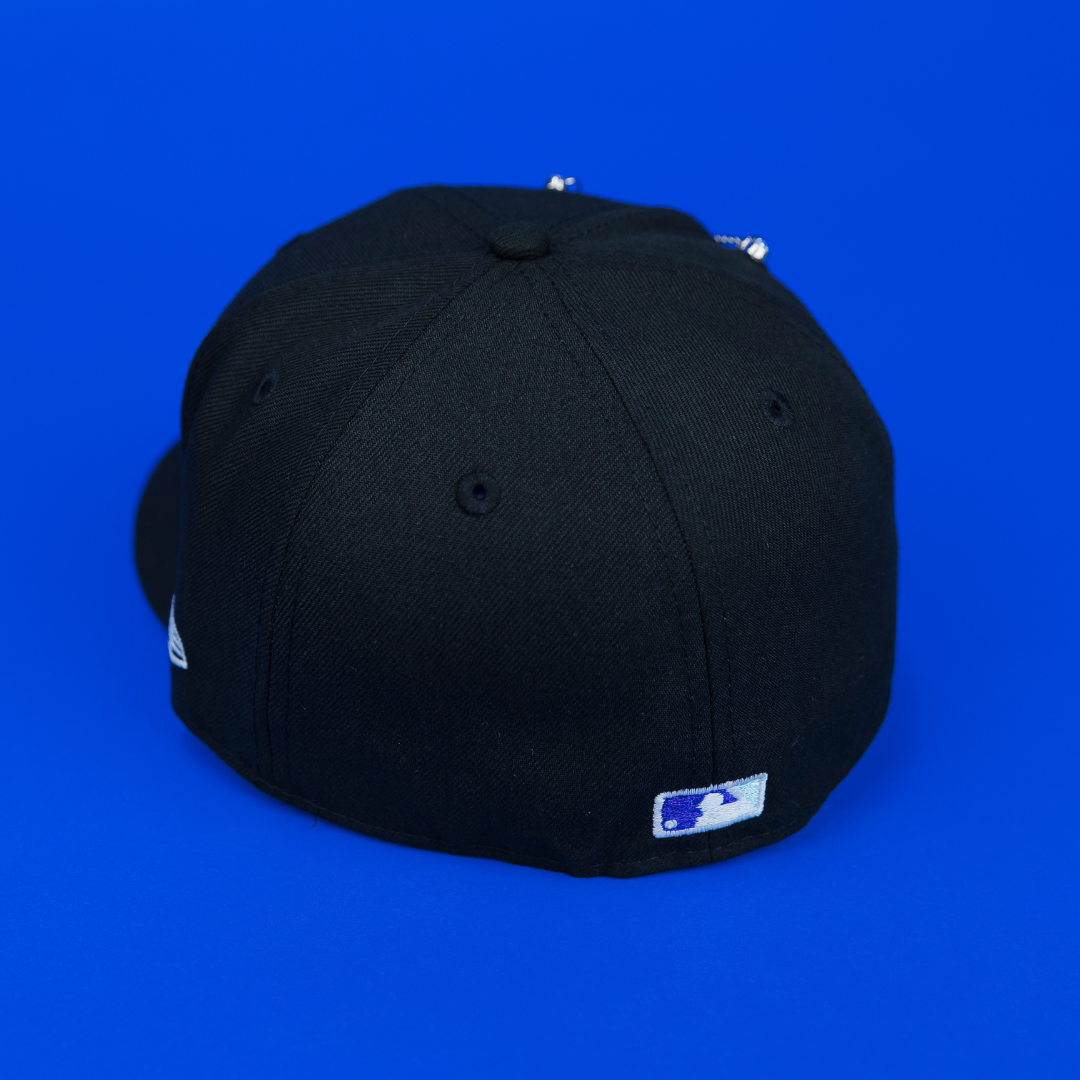 NEW ERA EXCLUSIVE 59FIFTY BLACK LOS ANGELES DODGERS "HEAVENLY CITY" W/ JAPANESE BLUE BLOSSOM SIDE PATCH *FREE BLIP INCLUDED