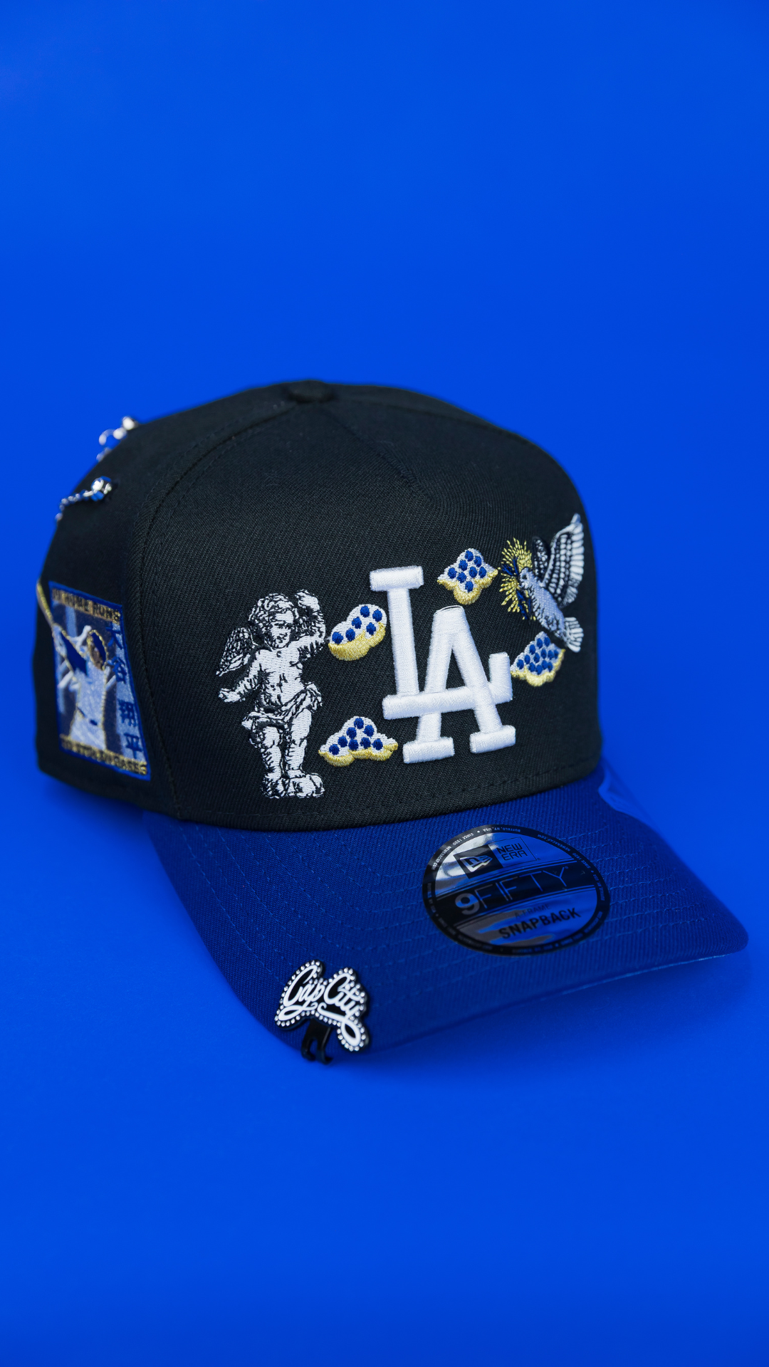 NEW ERA EXCLUSIVE 9FIFTY A-FRAME BLACK/ BLUE LOS ANGELES DODGERS "HEAVENLY CITY" W/ SHOHEI OHTANI 50-50 CLUB SIDE PATCH *FREE BLIP INCLUDED