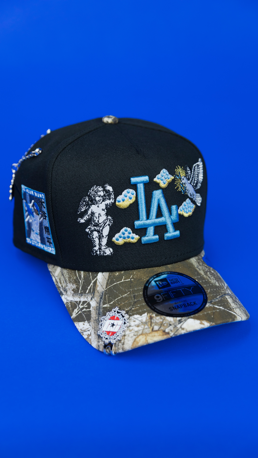 NEW ERA EXCLUSIVE 9FIFTY A-FRAME BLACK/ REALTREE LOS ANGELES DODGERS "HEAVENLY CITY" W/ SHOHEI OHTANI 50-50 CLUB SIDE PATCH *FREE BLIP INCLUDED