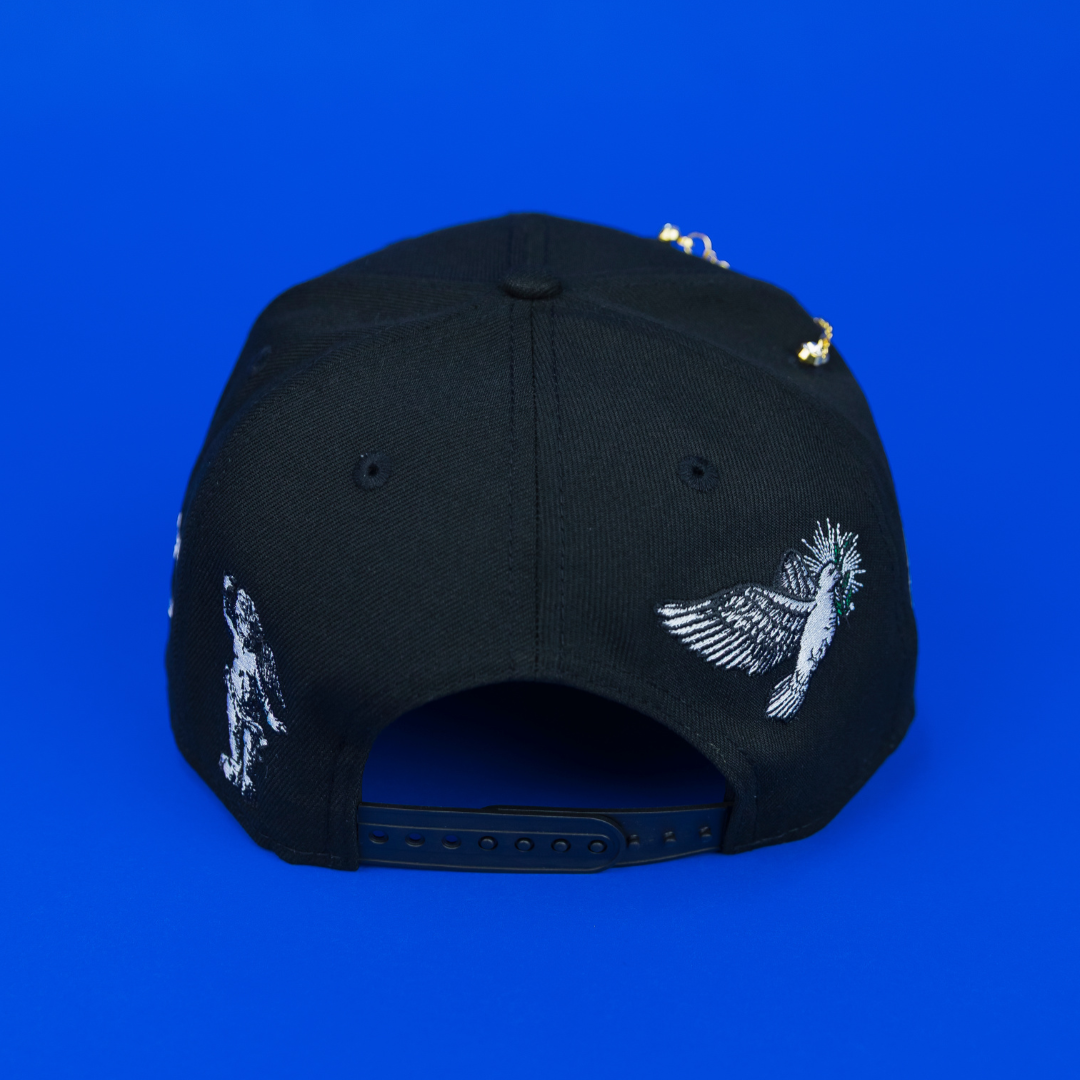 NEW ERA EXCLUSIVE 9FIFTY BLACK NEW YORK YANKEES "HEAVENLY CITY" SNAPBACK W/ 1949 WORLD SERIES SIDE PATCH *FREE BLIP INCLUDED