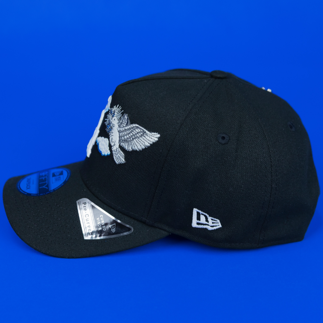 NEW ERA EXCLUSIVE 9FIFTY A-FRAME BLACK LOS ANGELES DODGERS "HEAVENLY CITY" W/ 40TH ANNIVERSARY SIDE PATCH *FREE BLIP INCLUDED