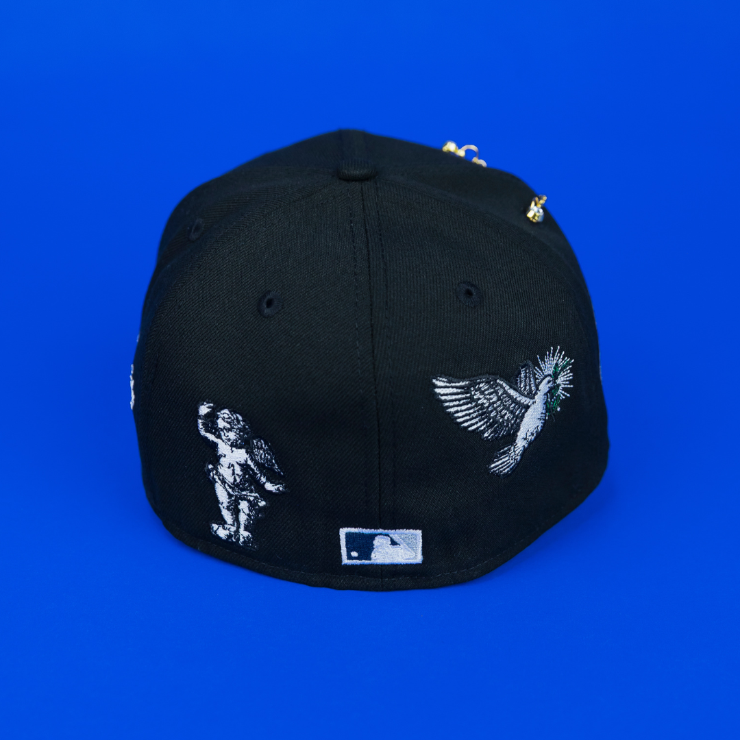NEW ERA EXCLUSIVE 59FIFTY BLACK NEW YORK YANKEES "HEAVENLY CITY" W/ 1949 WORLD SERIES SIDE PATCH *FREE BLIP INCLUDED