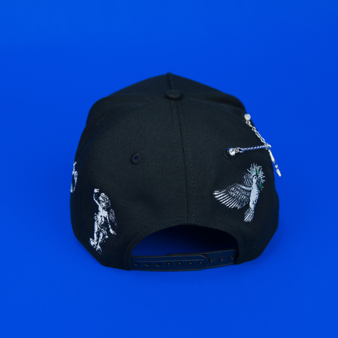 NEW ERA EXCLUSIVE 9FIFTY A-FRAME BLACK ATLANTA BRAVES "HEAVENLY CITY" W/ INAUGURAL SEASON SIDE PATCH *FREE BLIP INCLUDED