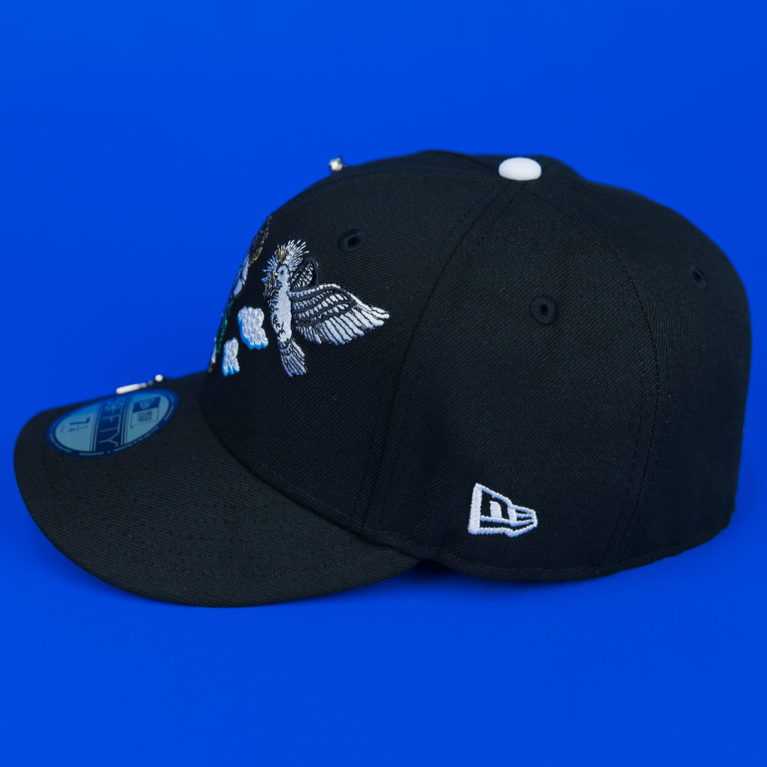 NEW ERA EXCLUSIVE 59FIFTY BLACK SAN JUDAS "HEAVENLY CITY" W/ PRAYING HANDS SIDE PATCH *FREE BLIP INCLUDED