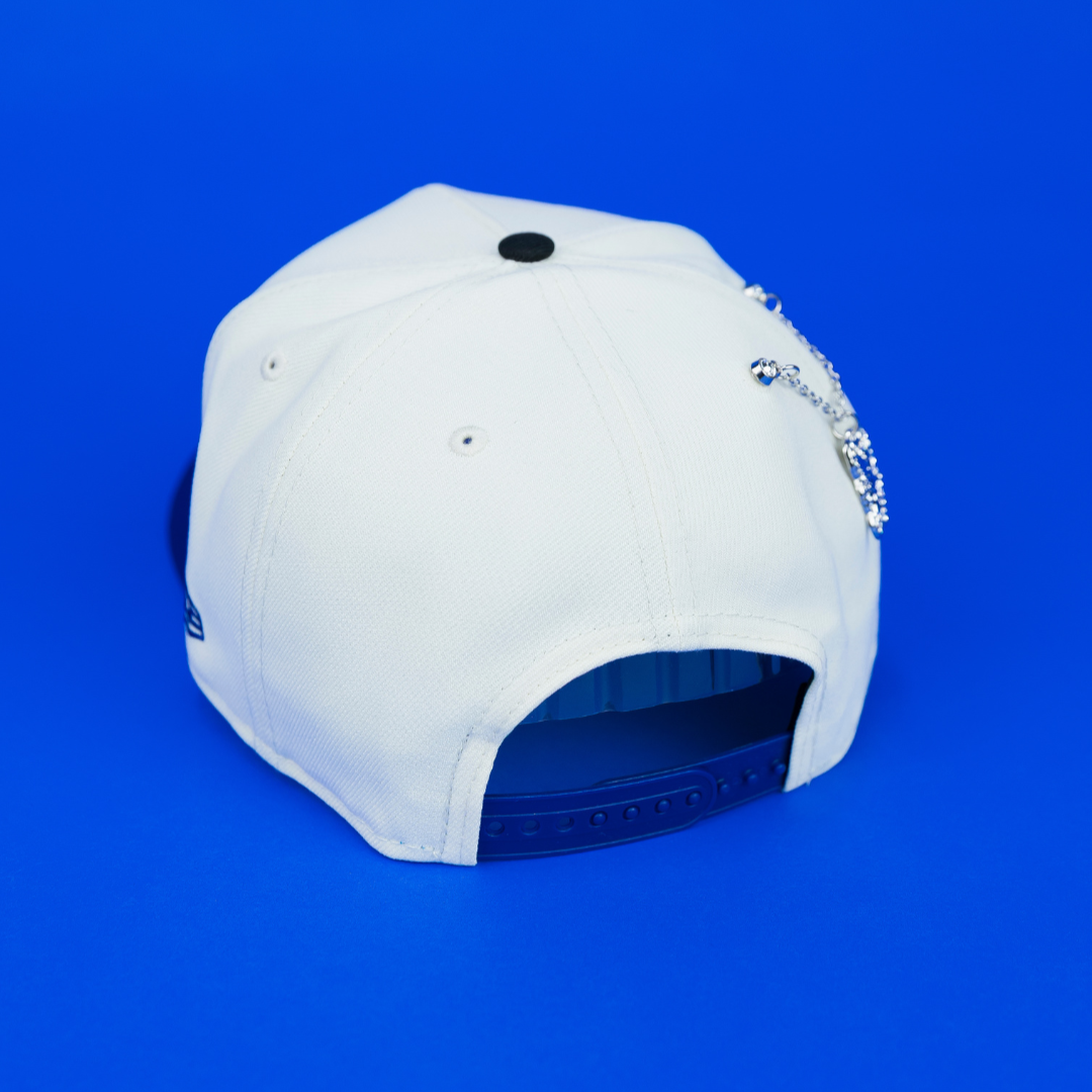 NEW ERA EXCLUSIVE 9FIFTY A-FRAME CHROME/ BLUE LOS ANGELES DODGERS "HEAVENLY CITY" W/ 50TH ANNIVERSARY SIDE PATCH *FREE BLIP INCLUDED