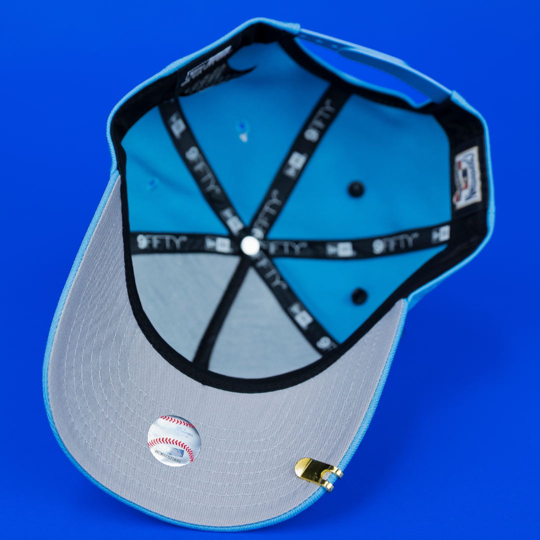 NEW ERA EXCLUSIVE 9FIFTY A-FRAME SKY BLUE NEW YORK YANKEES "HEAVENLY CITY" W/ 1999 WORLD SERIES SIDE PATCH *FREE BLIP INCLUDED