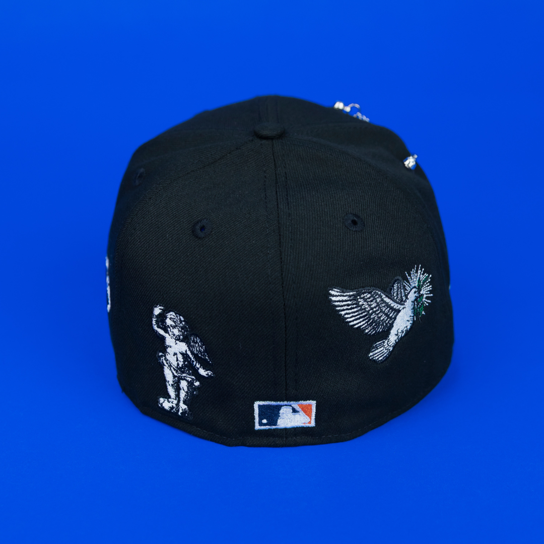 NEW ERA EXCLUSIVE 59FIFTY BLACK HOUSTON ASTROS "HEAVENLY CITY" W/ ANNIVERSARY SIDE PATCH *FREE BLIP INCLUDED