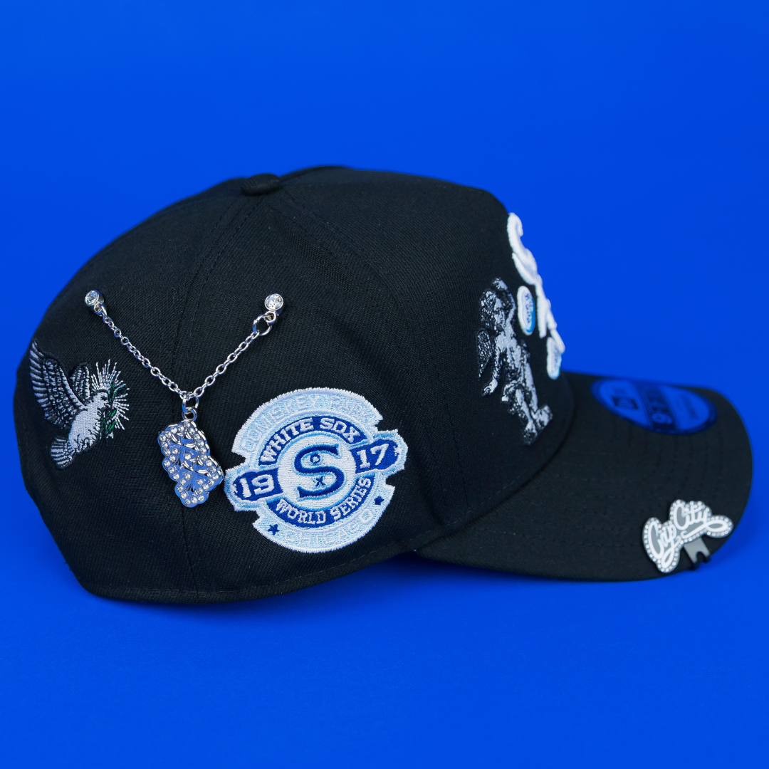 NEW ERA EXCLUSIVE 9FIFTY A-FRAME BLACK CHICAGO WHITE SOX "HEAVENLY CITY" W/ 1917 WORLD SERIES SIDE PATCH *FREE BLIP INCLUDED