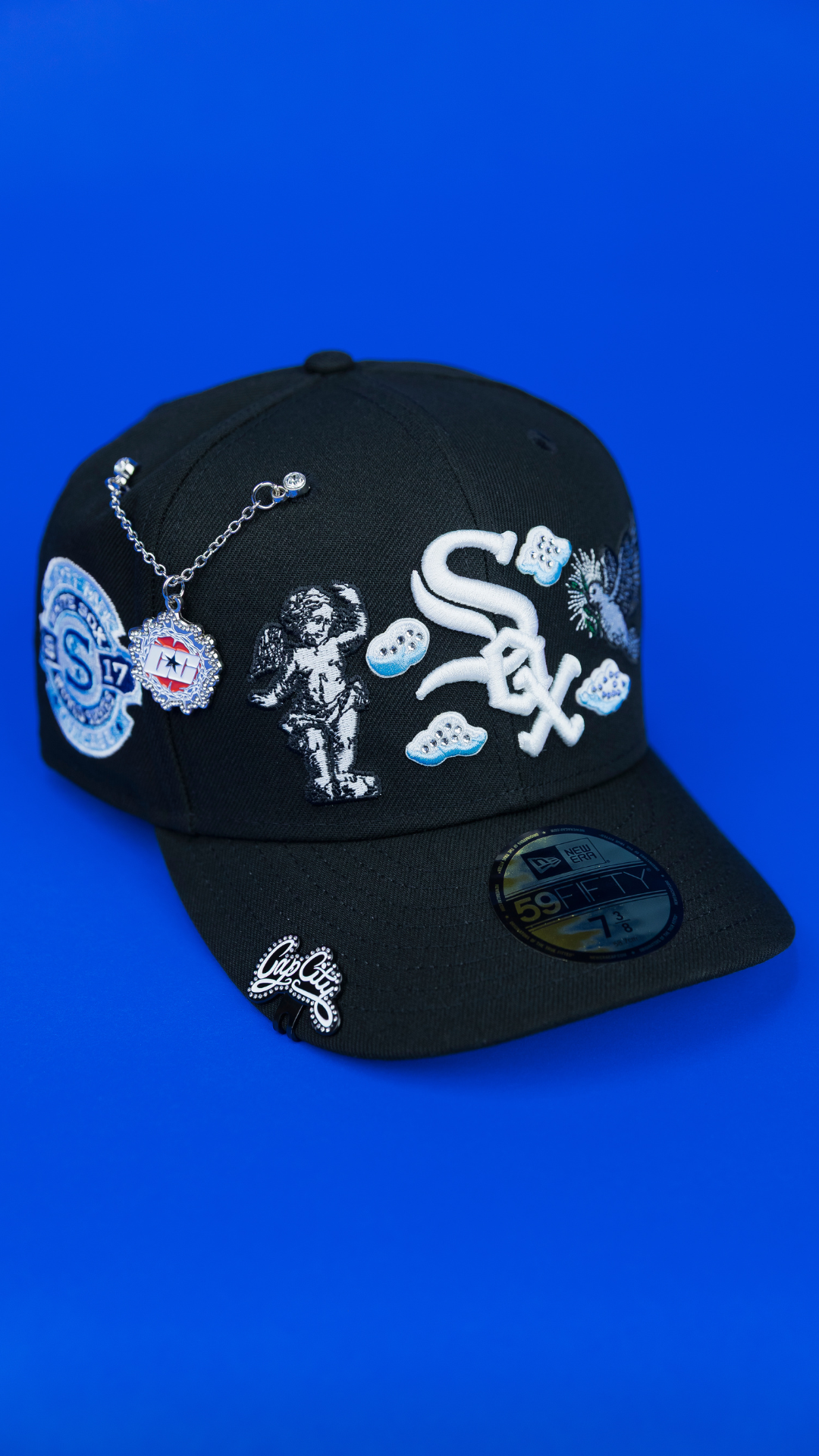 NEW ERA EXCLUSIVE 59FIFTY BLACK CHICAGO WHITE SOX "HEAVENLY CITY" W/ 1917 WORLD SERIES SIDE PATCH *FREE BLIP INCLUDED