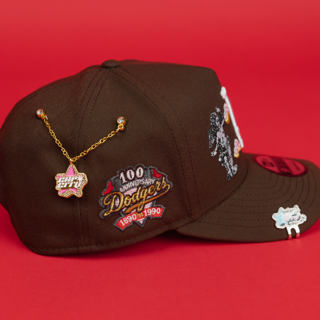 NEW ERA EXCLUSIVE 9FIFTY A-FRAME BROWN LOS ANGELES DODGERS "HEAVENLY CITY" W/ 100TH SNNIVERSARY SIDE PATCH *FREE BLIP INCLUDED