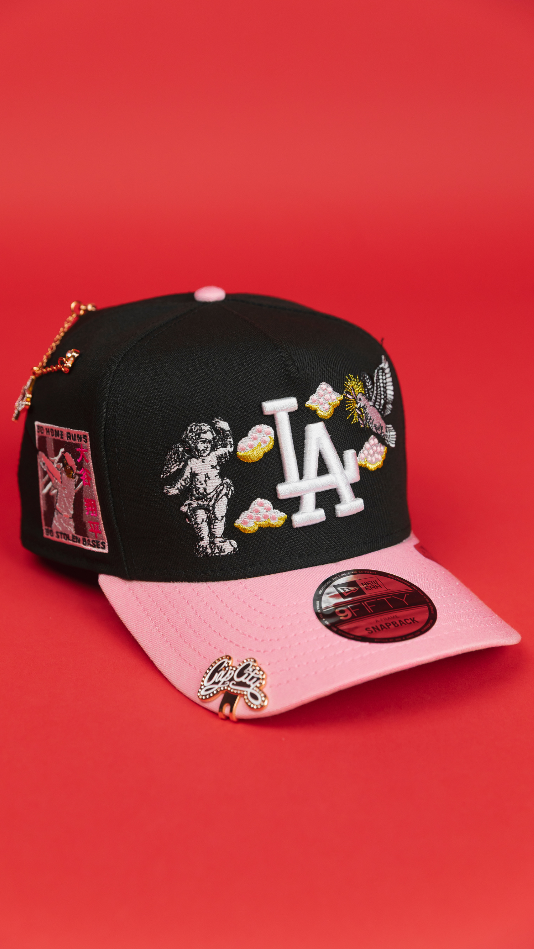 NEW ERA EXCLUSIVE 9FIFTY A-FRAME BLACK/ PINK LOS ANGELES DODGERS "HEAVENLY CITY" W/ SHOHEI OHTANI 50-50 CLUB SIDE PATCH *FREE BLIP INCLUDED